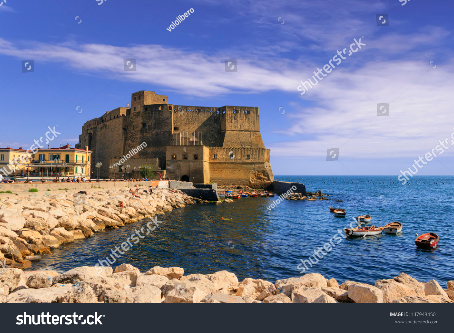 Castel dell'Ovo (Egg Castle) a medieval fortress in the bay of Naples, Italy. #1479434501