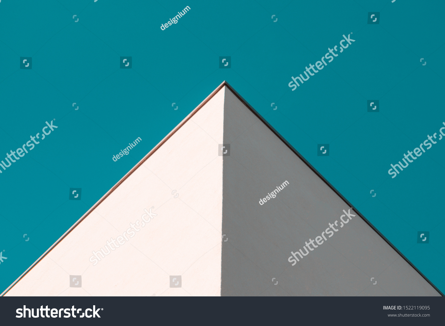 Modern Architecture Geometry against clear, blue sky. Minimalist Aesthetic. Abstract background with pyramidal shape. High Resolution Photography. #1522119095