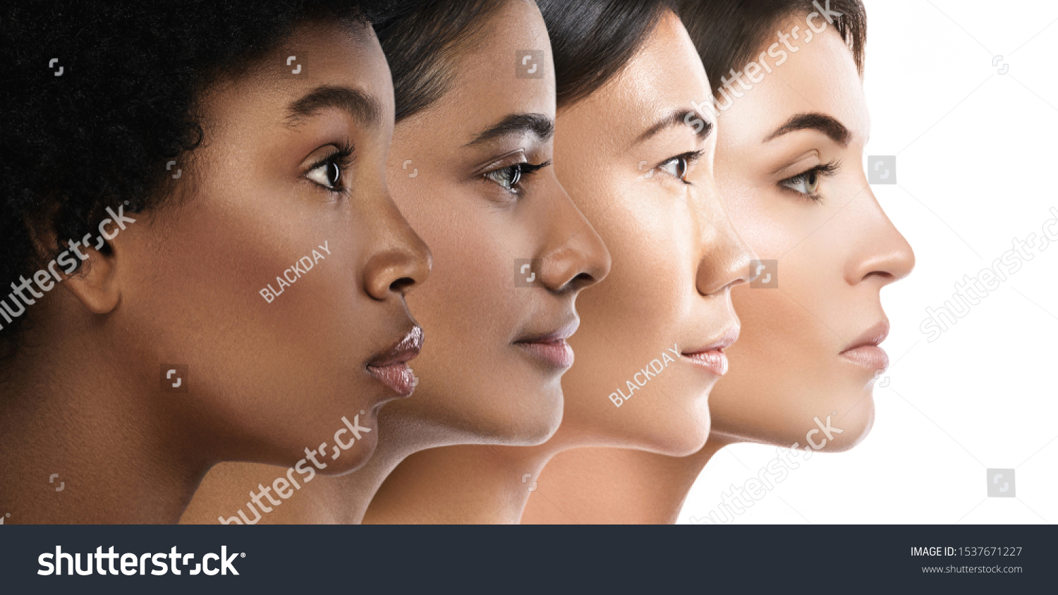 Multi-ethnic beauty. Different ethnicity women - Caucasian, African, Asian and Indian. #1537671227
