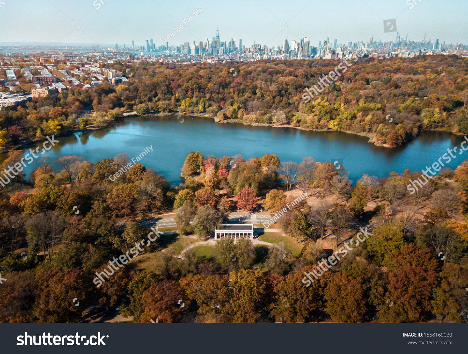 Aerial photo of Prospect park in Brooklyn during autumn #1558169030