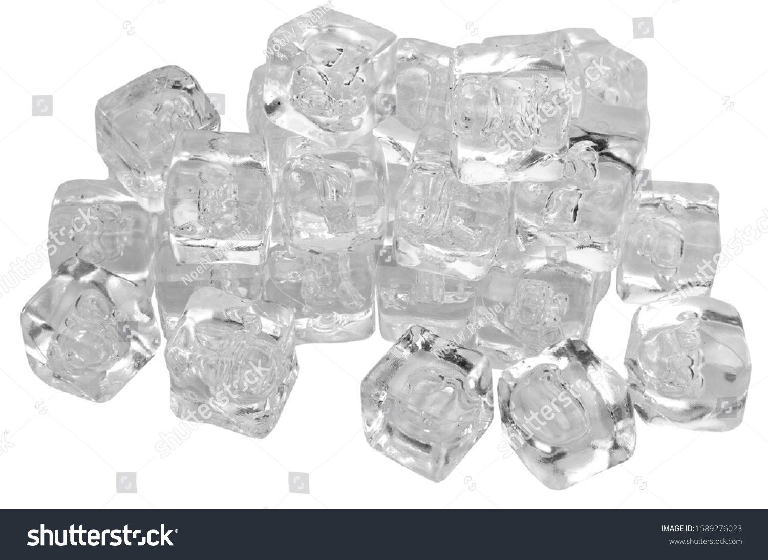 Many ice cubes isolated on a white background. #1589276023