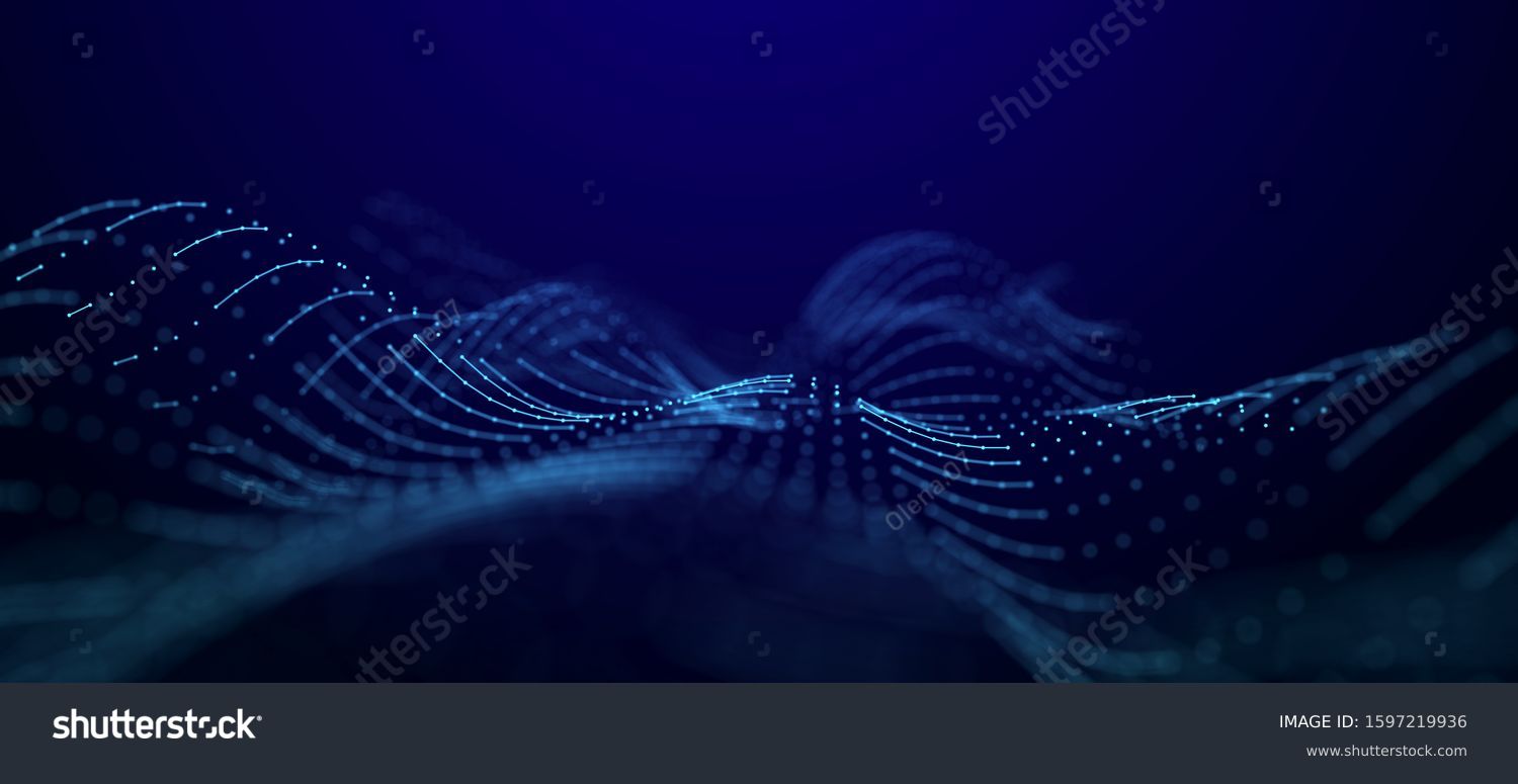 Wave of dots and weave lines. Abstract background. Network connection structure. #1597219936
