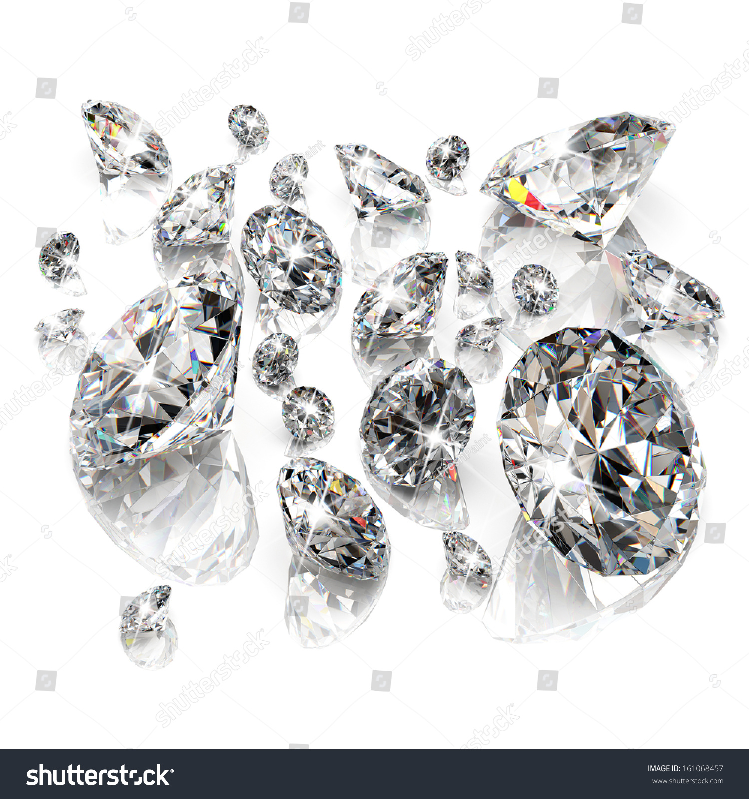Brilliant diamonds isolated on white background #161068457