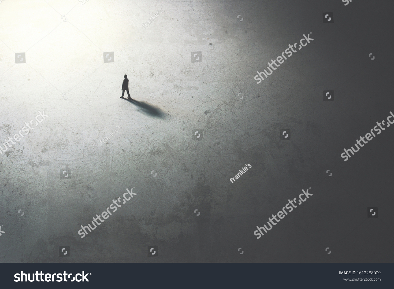 man walking in the night toward the light #1612288009