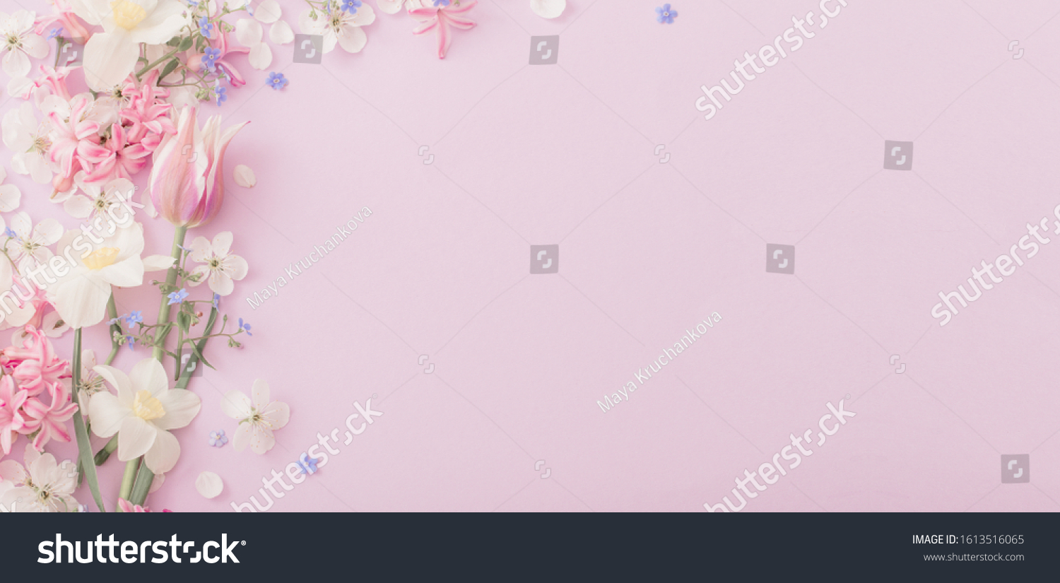 beautiful spring flowers on paper background #1613516065