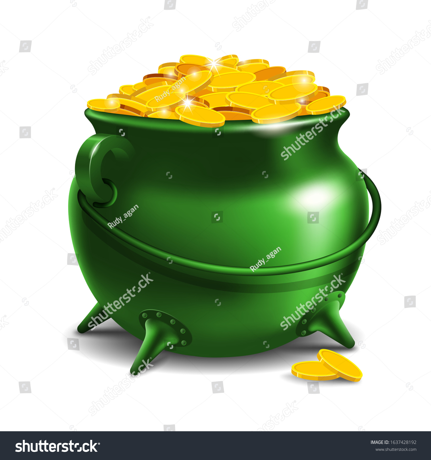 Coin in a jug Illustration, Happy St patrick day. #1637428192