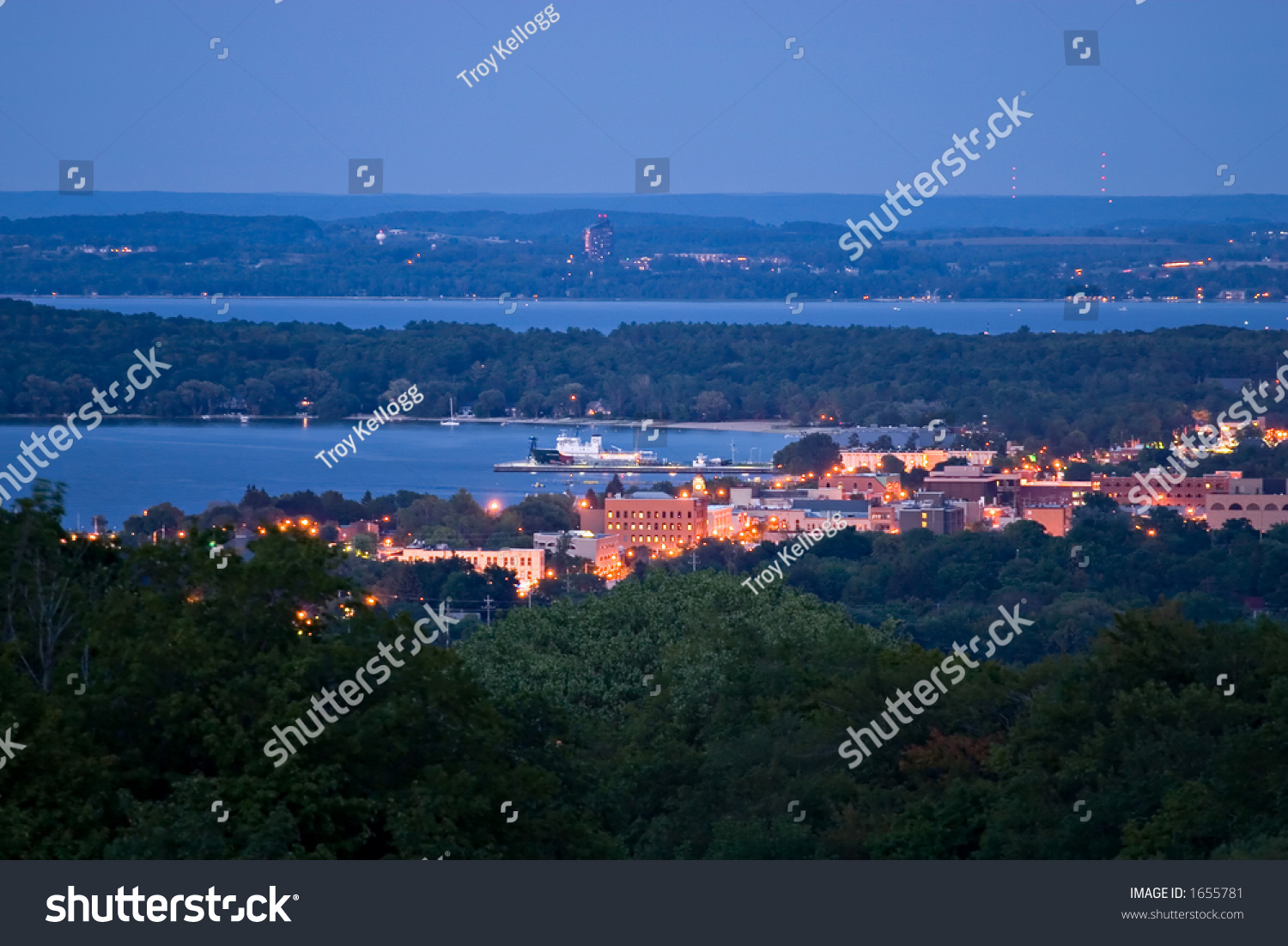 nighttime cityscape of Traverse City, Michigan #1655781