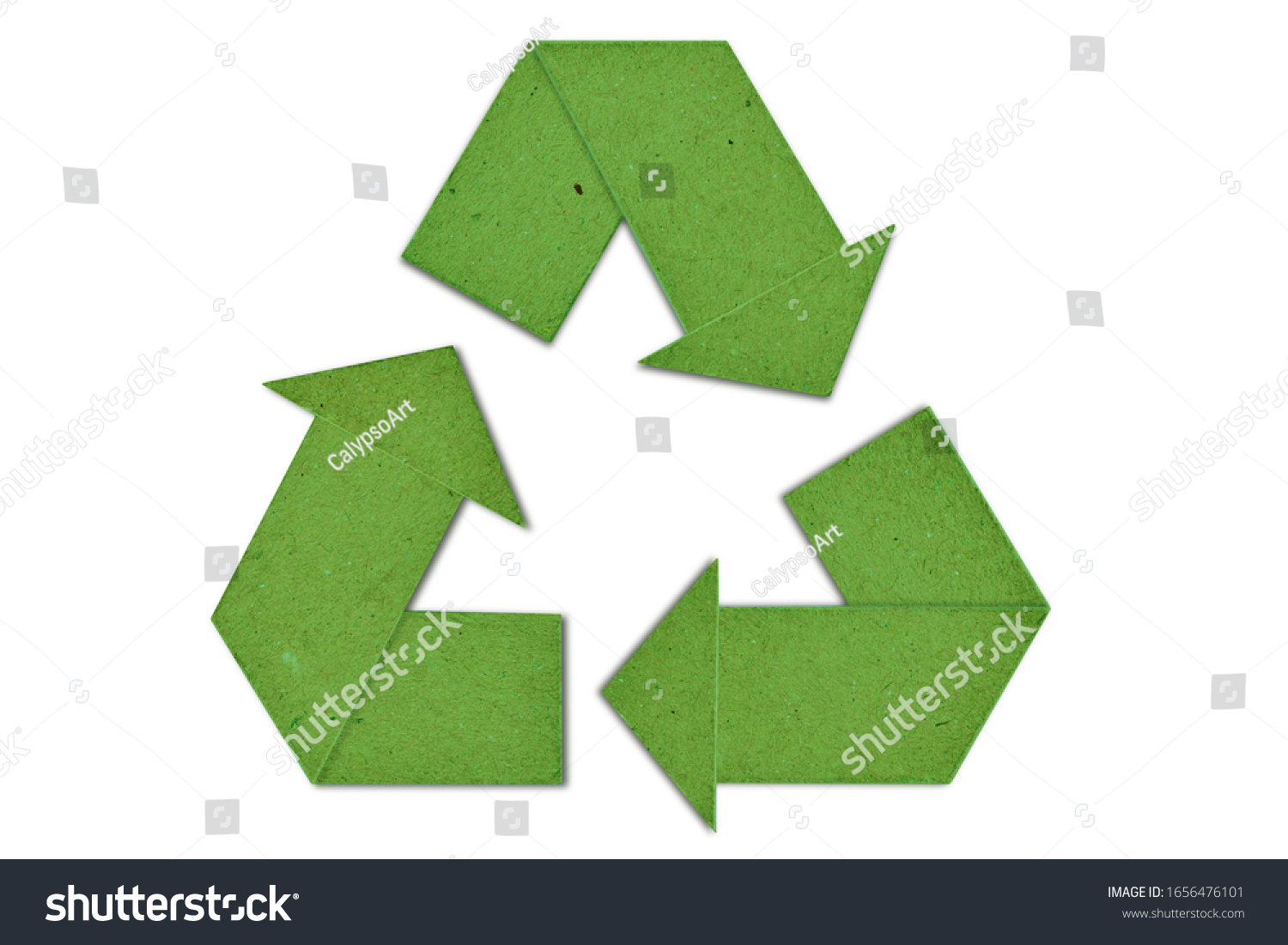 Green cardboard recycling symbol - Concept of ecology and paper recycling  #1656476101