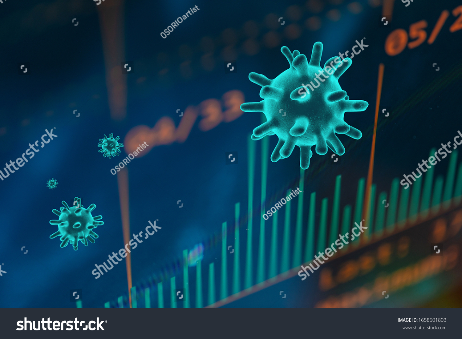 Graphs representing the stock market crash caused by the Coronavirus #1658501803