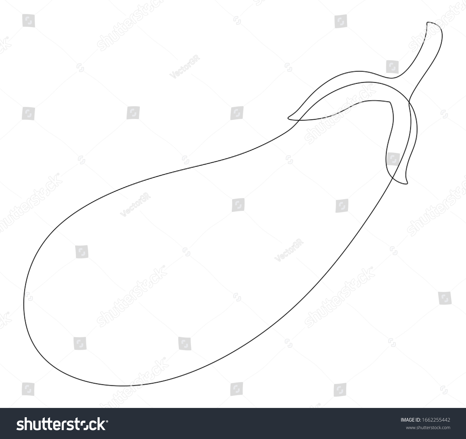 Eggplant in one continuous line. Vector illustration. #1662255442