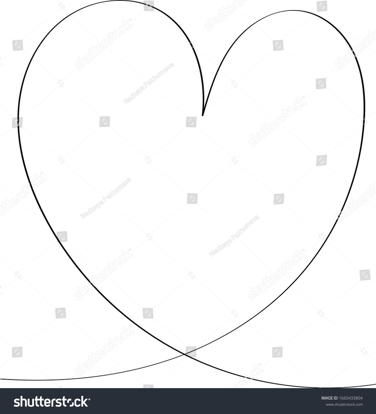 Heart contour in black, illustration for creating a screensaver template. Valentine's Day greeting card for lovers. #1665433804