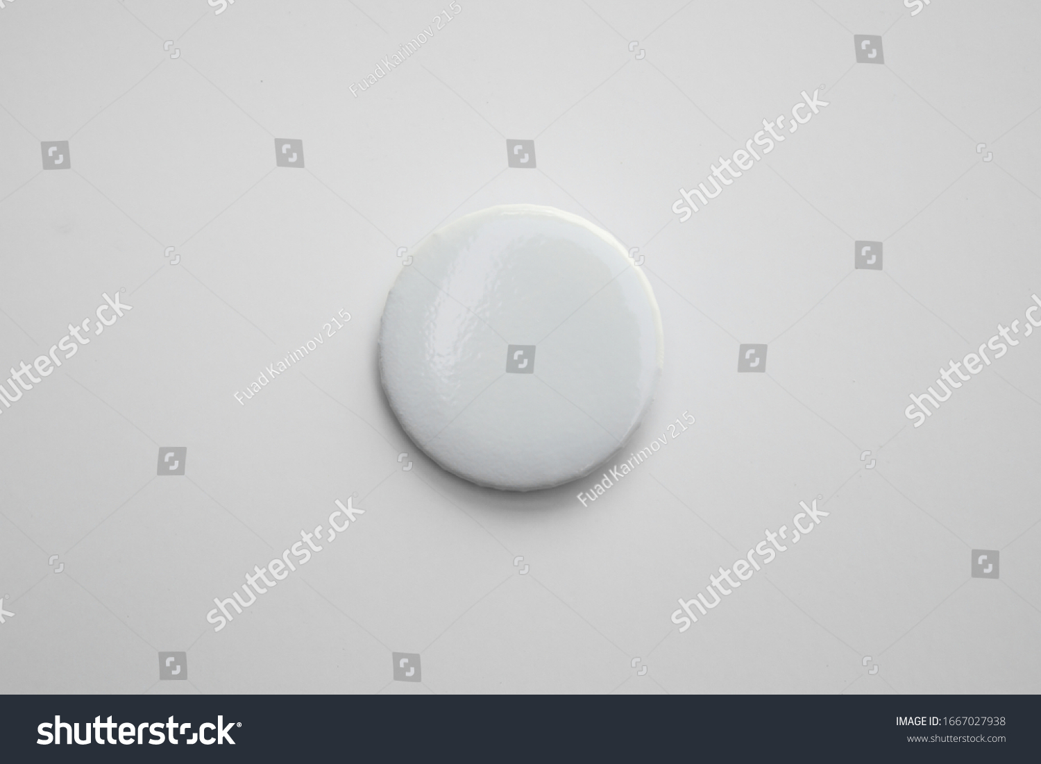 White pin button. Pin button set. Collection of realistic pin buttons. White blank badge pin brooch isolated on white background. Photo of badge.Badge Mock-up isolated on background. #1667027938