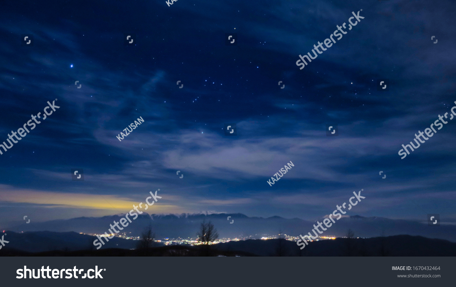 Starry sky and night view from the mountain in the Southern Alps #1670432464