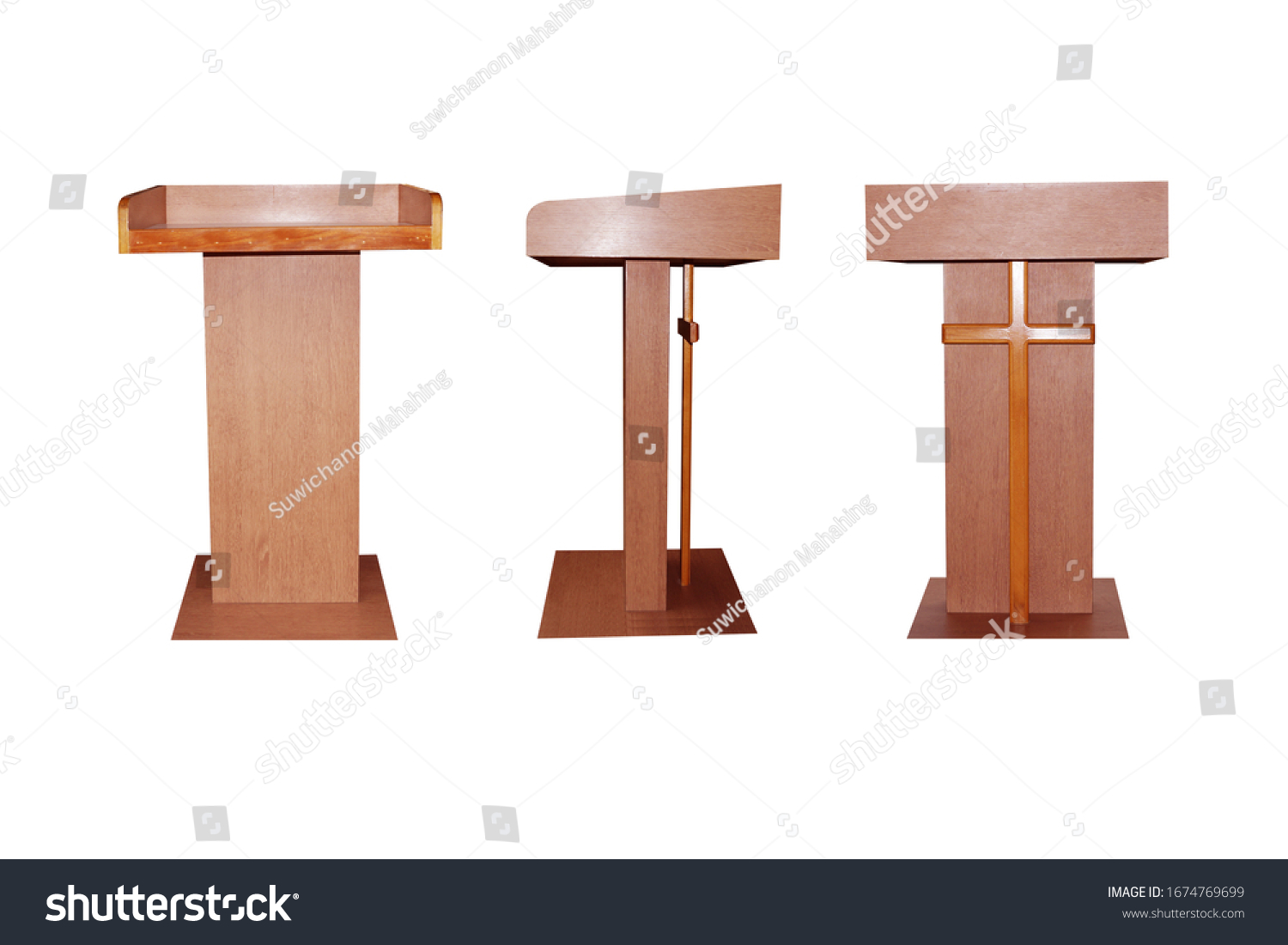 Pulpit made by wood on white background #1674769699