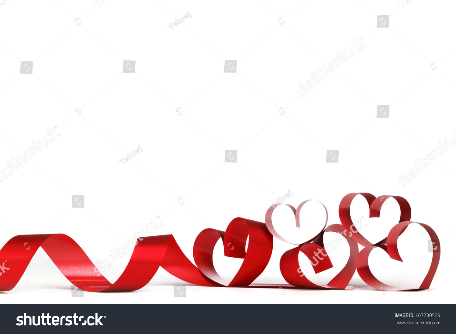 Ribbons shaped as hearts on white, valentines day concept #167730539