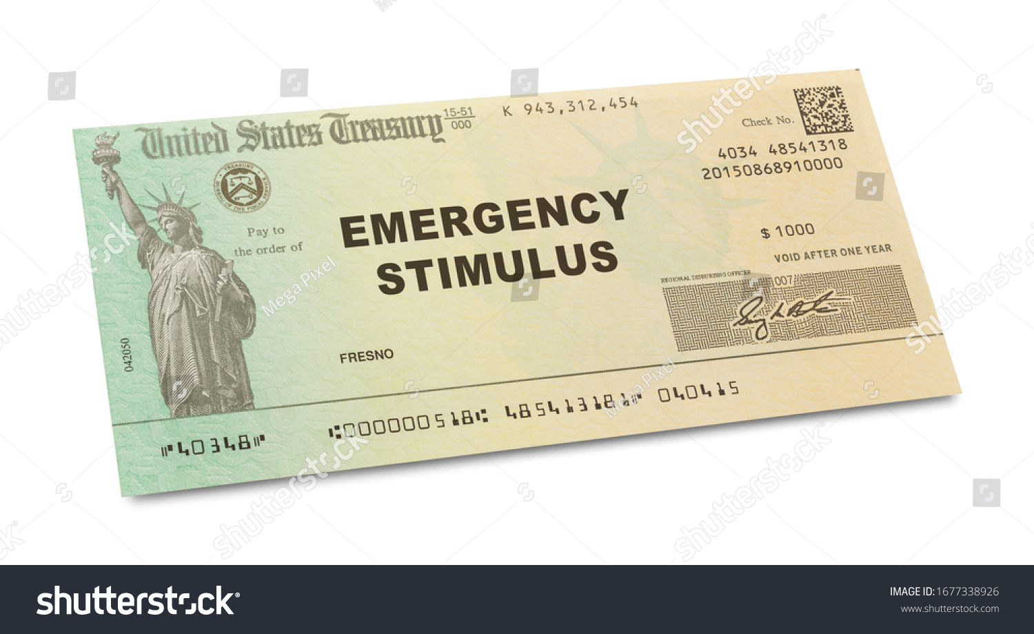 Emergency Stimulus Check Isolated on White Background. #1677338926