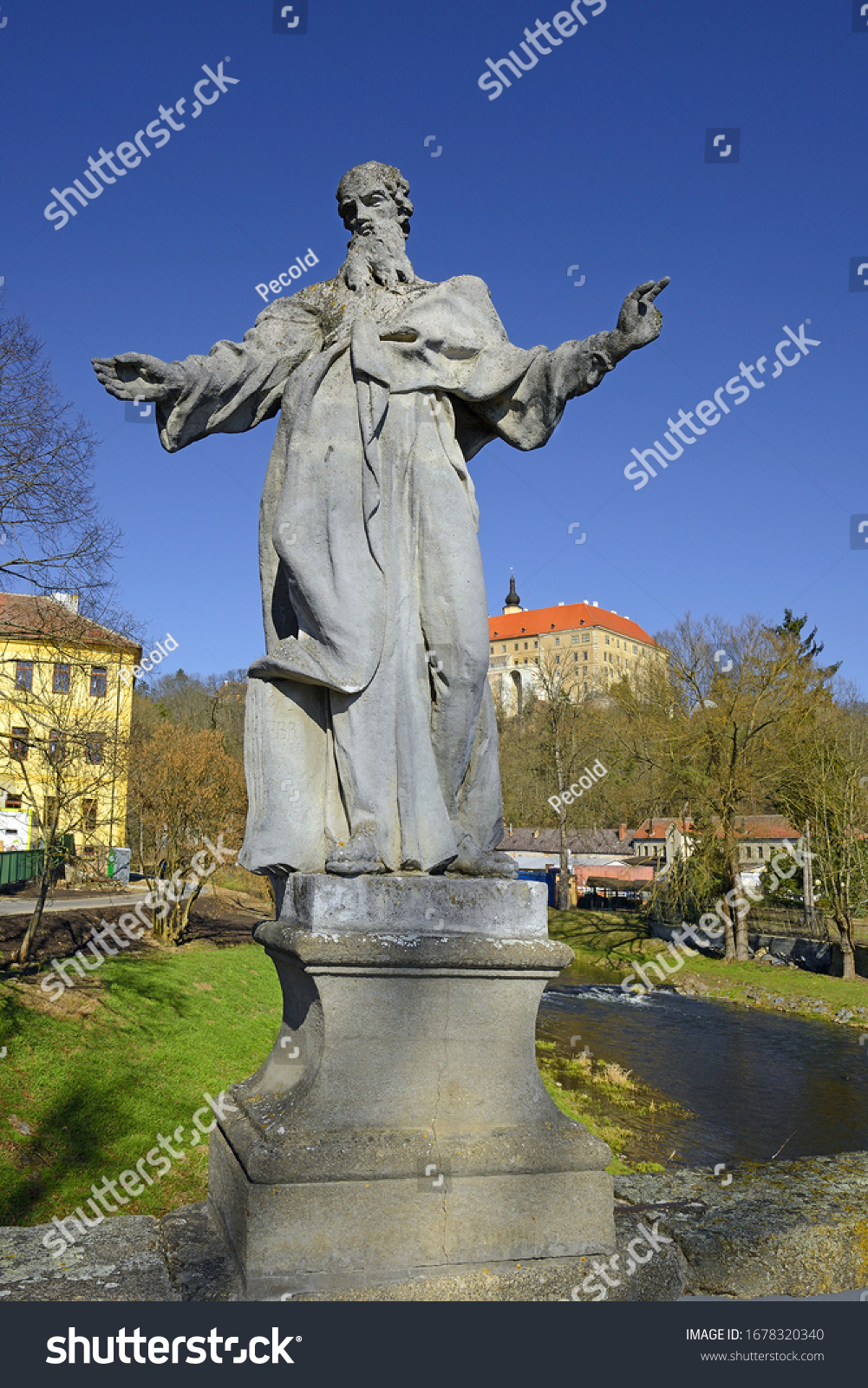 The State castle, baroque Bridge and the River Oslava, Namest nad Oslavou, Czech Republic #1678320340