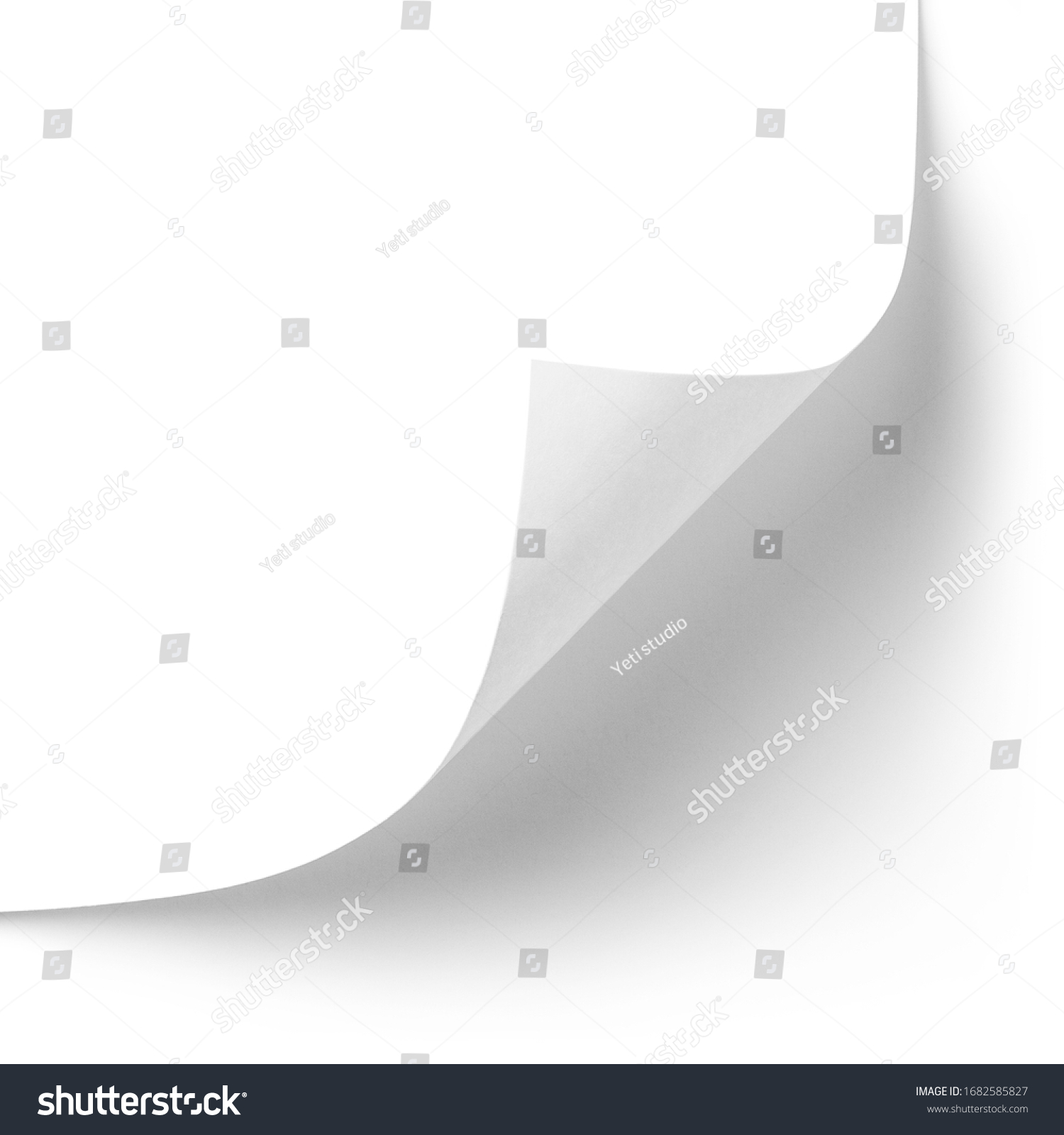 Curved corner of a paper page, isolated on white background #1682585827