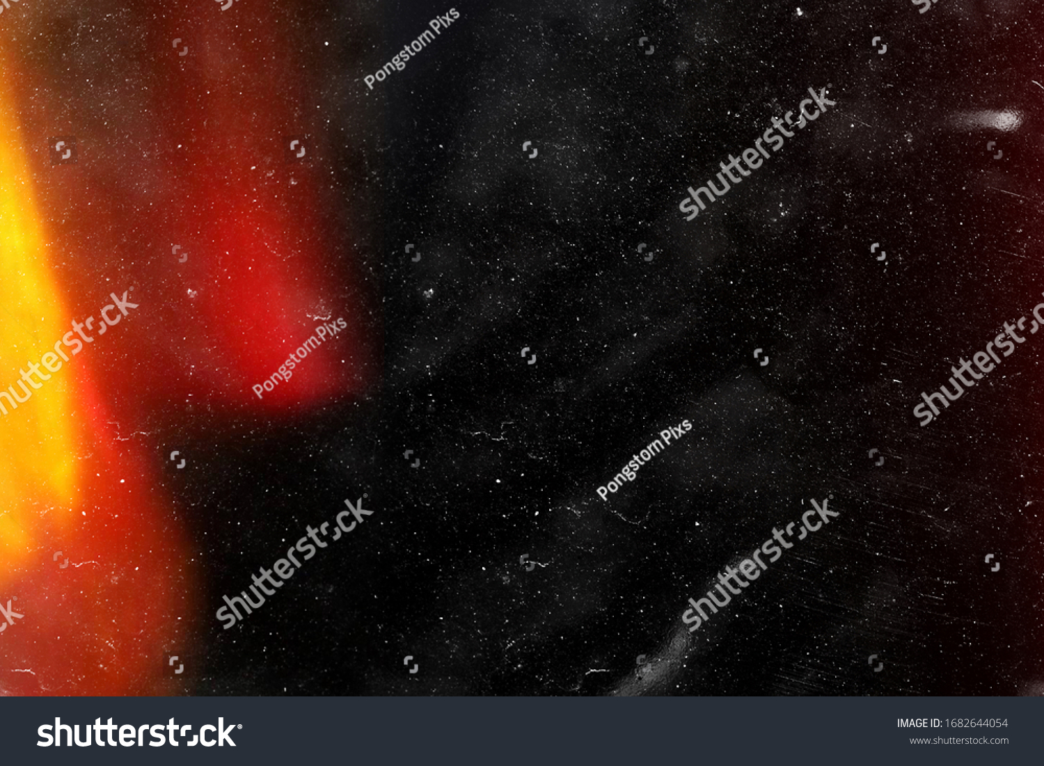 Designed film texture background with heavy grain, dust and a light leak Real Lens Flare Shot in Studio over Black Background. Easy to add as Overlay or Screen Filter over Photos overlay #1682644054