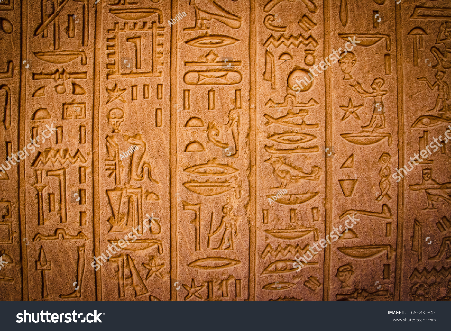 Ancient Egyptian writing, Egyptian hieroglyphs, wall inscriptions #1686830842