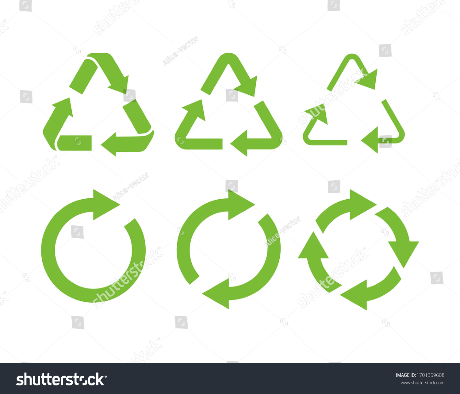 Recycle icon symbol vector. Recycling and rotation arrow icon #1701359608