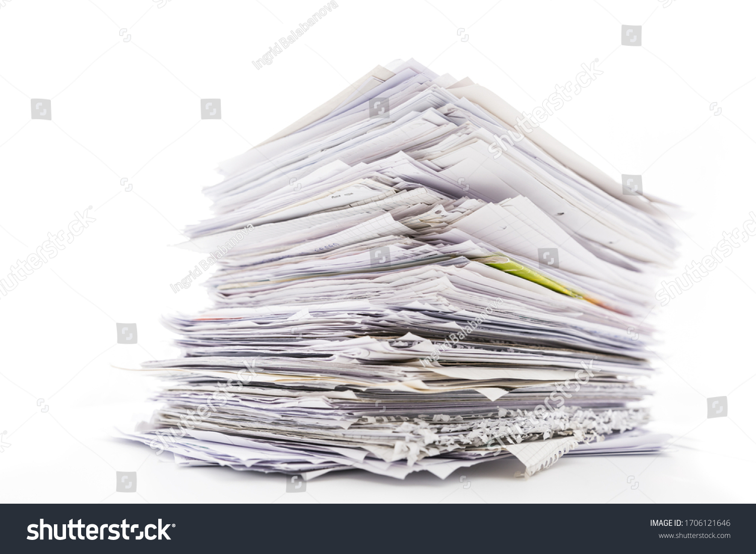 Large pile of waste paper isolated on white. Ready for recycling #1706121646