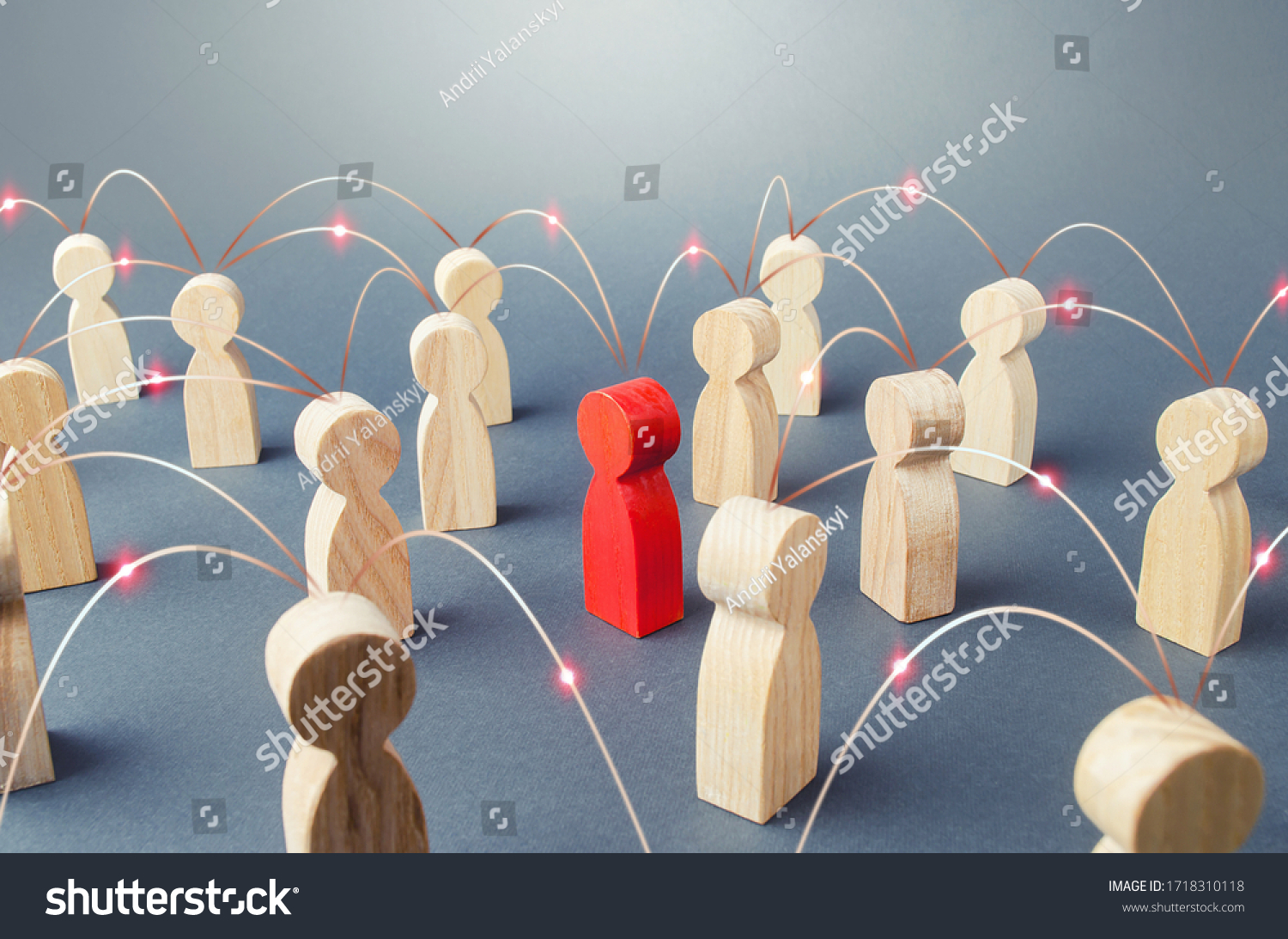 People connected people by lines. Cooperation and collaboration, news gossip spread. Teamwork. Society concept. Social science relationships. Marketing, dissemination of trends and information #1718310118
