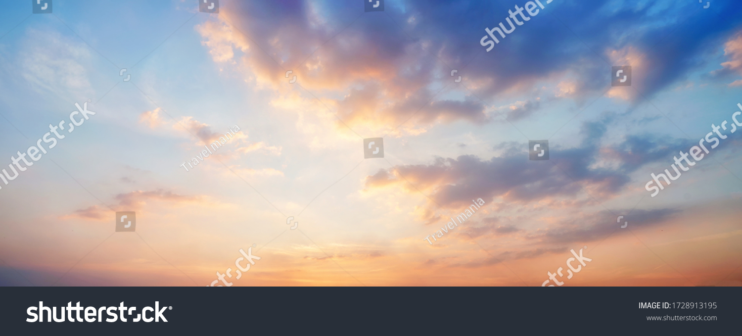 Panorama sunset sky and cloud background #1728913195