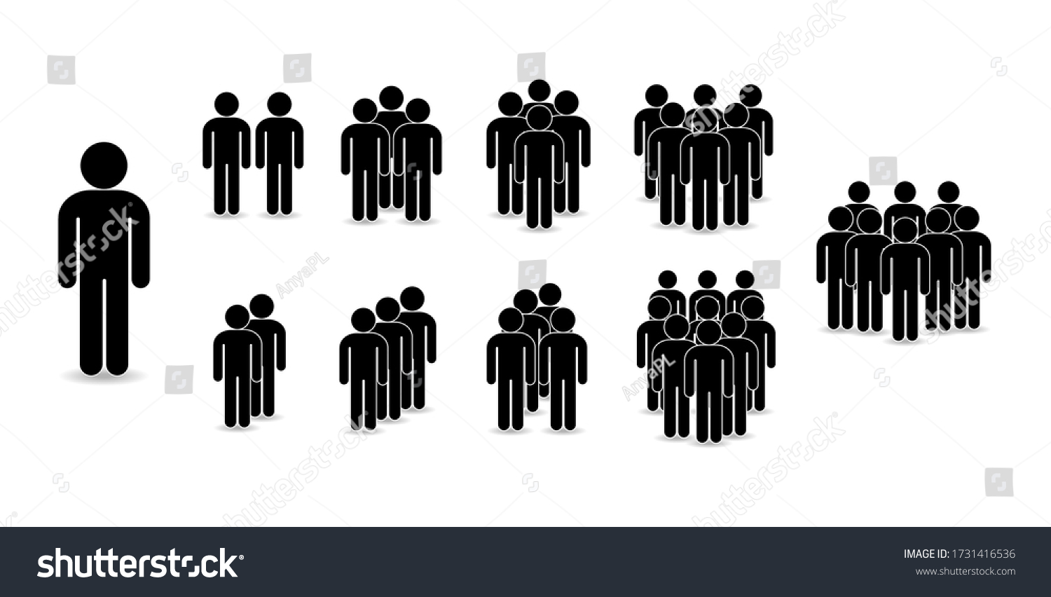 Set of people icons in flat style. Crowd. Group of people - icon. Company or team person #1731416536