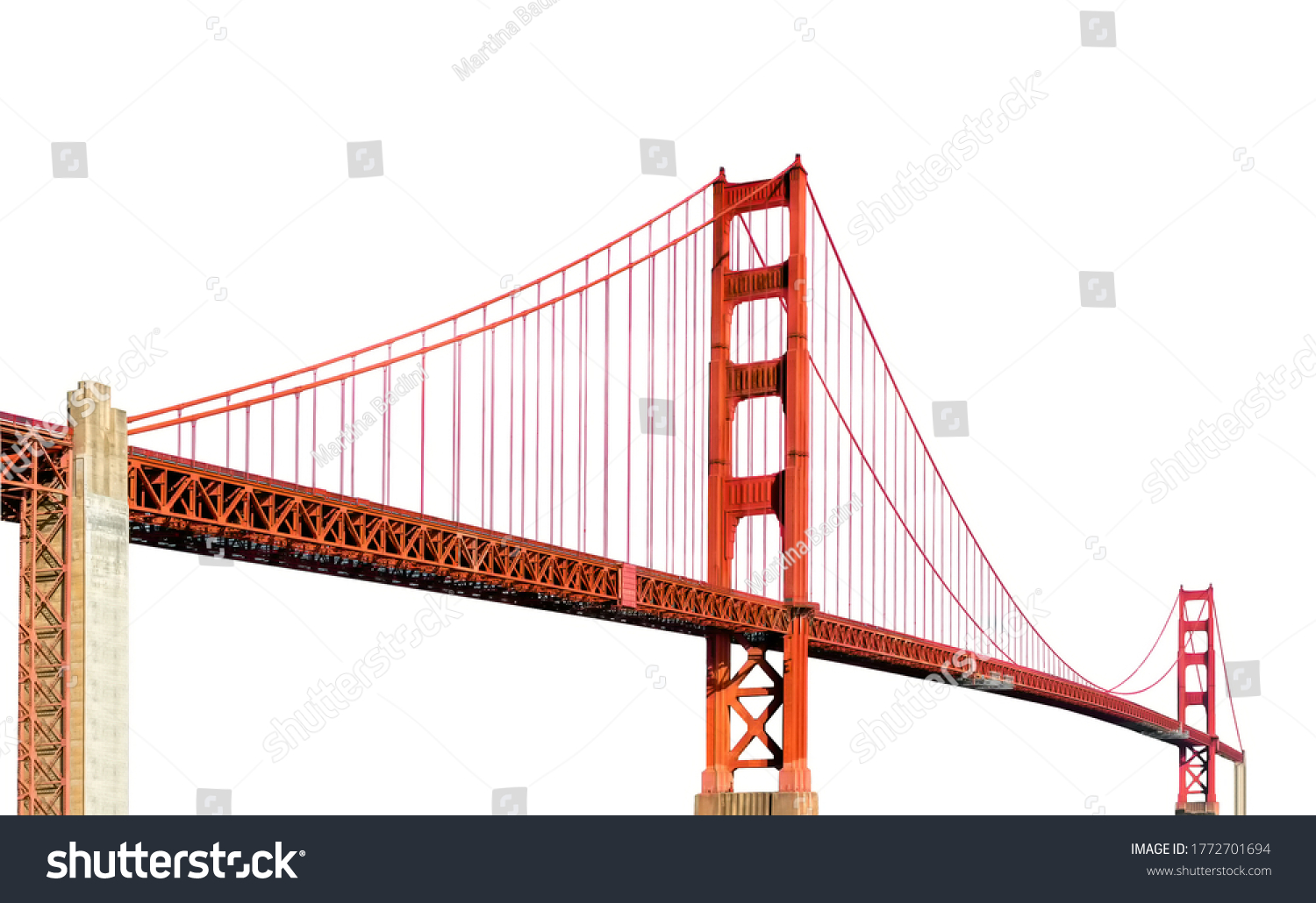 Golden Gate Bridge (San Francisco, California, USA) isolated on white background #1772701694
