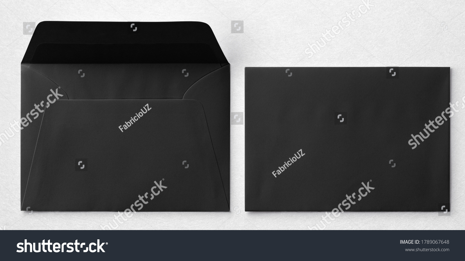 Black envelope, A5 format on a white background. #1789067648