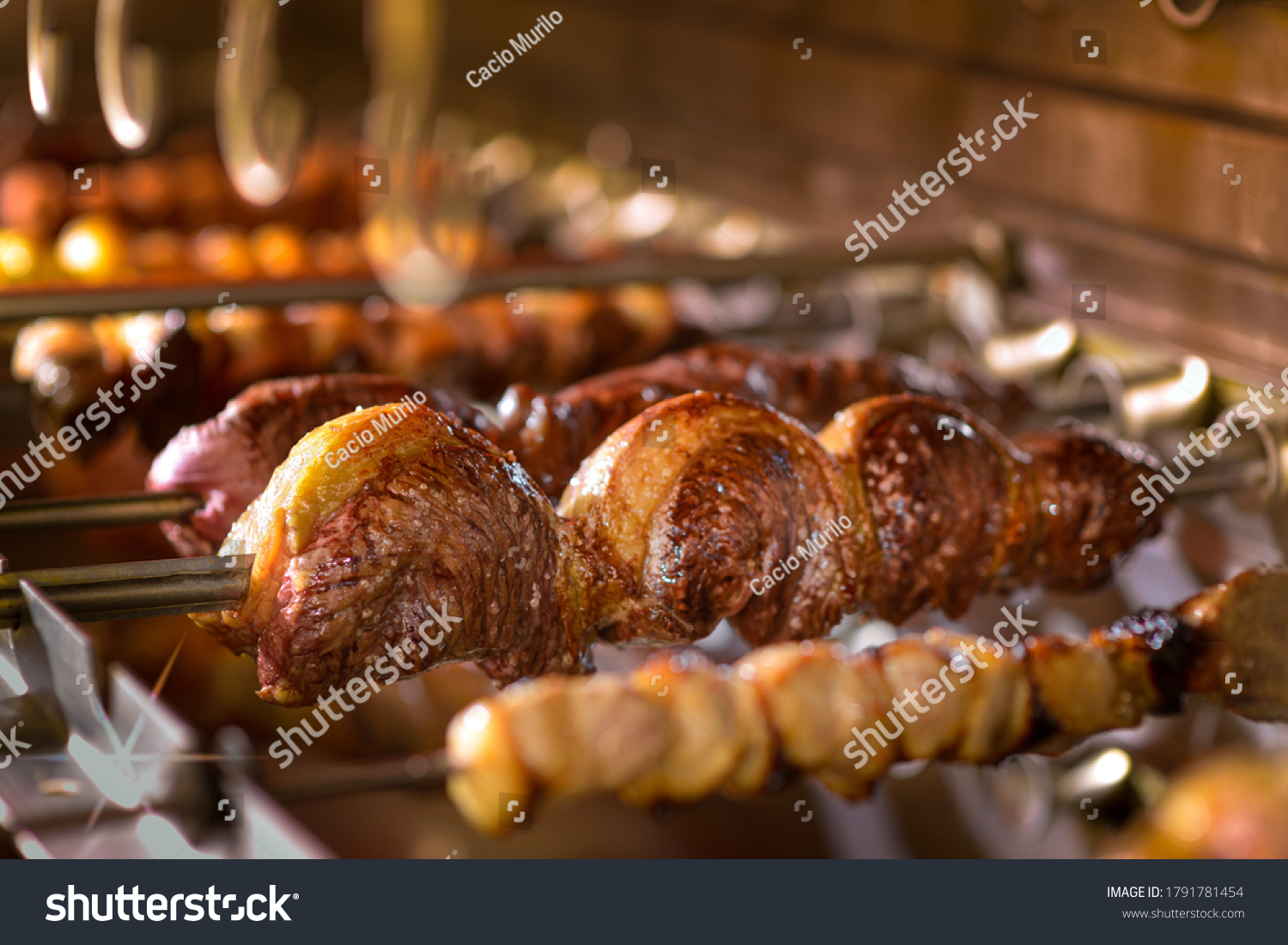 Picanha barbecue roasted over hot coals. This form of barbecue is widely consumed throughout Brazil. #1791781454