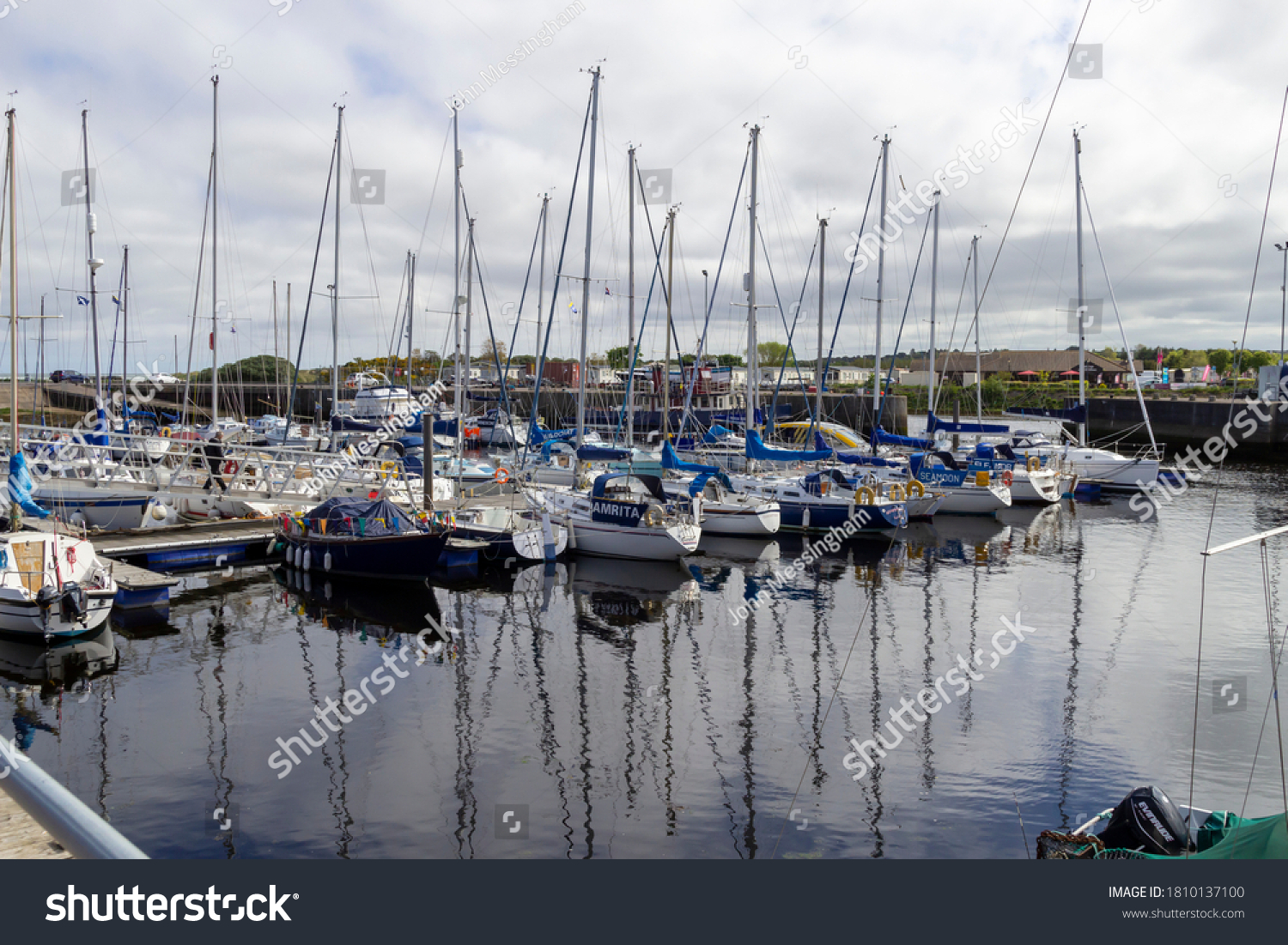 Nairn, Highlands, Scotland, UK - June 01, 2016: View of Nairn harbour in the Highlands of Scotland showing moored yachts. #1810137100