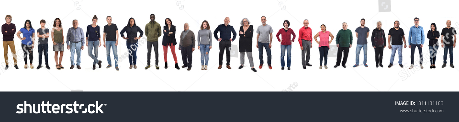 large group of mixed people over white background #1811131183