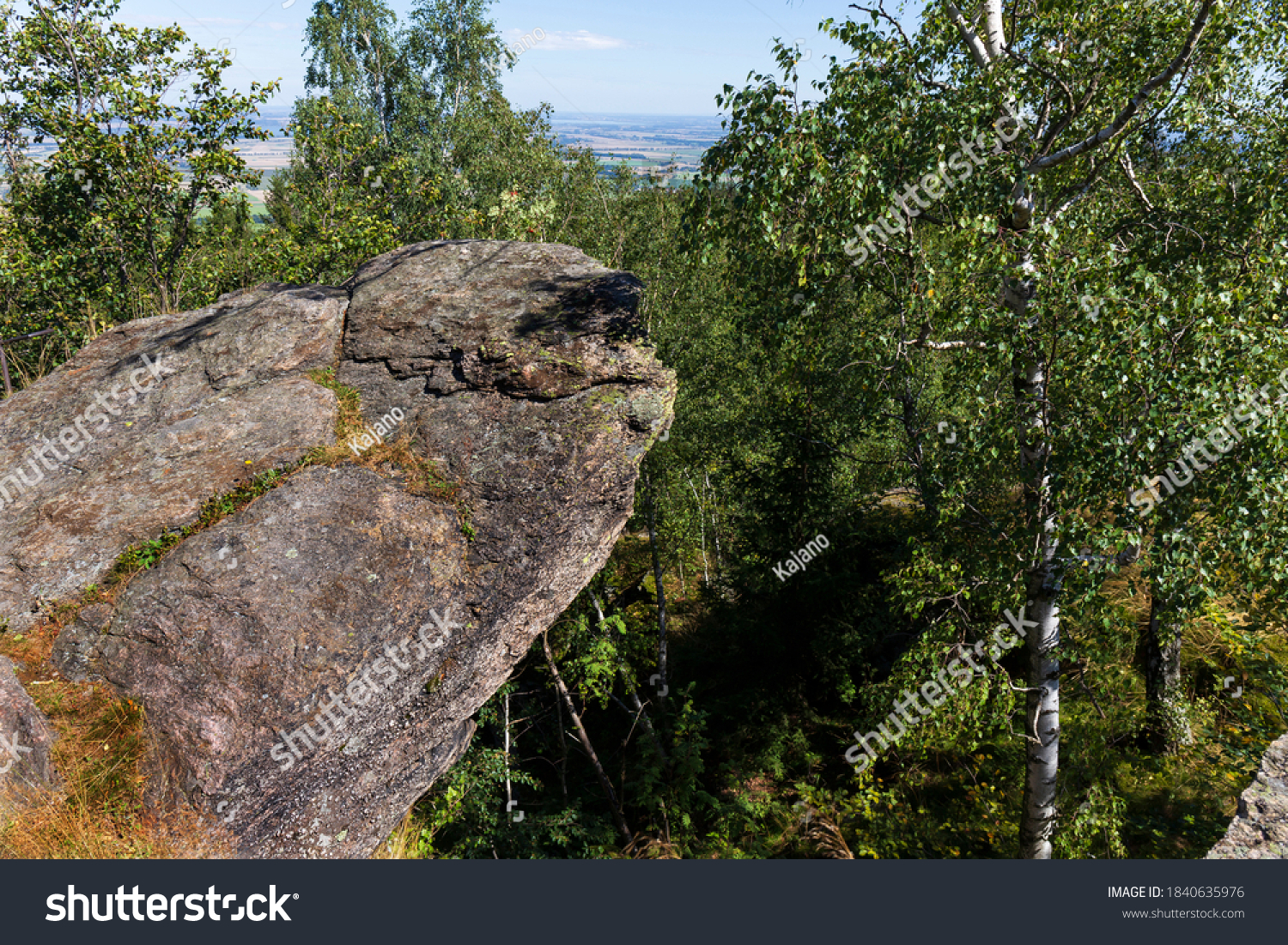 Landscape from the Hill High Rock, Vysoky Kamen, in Rychlebske Mountains, Czech Republic #1840635976