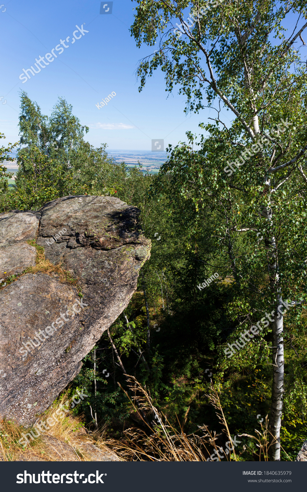Landscape from the Hill High Rock, Vysoky Kamen, in Rychlebske Mountains, Czech Republic #1840635979