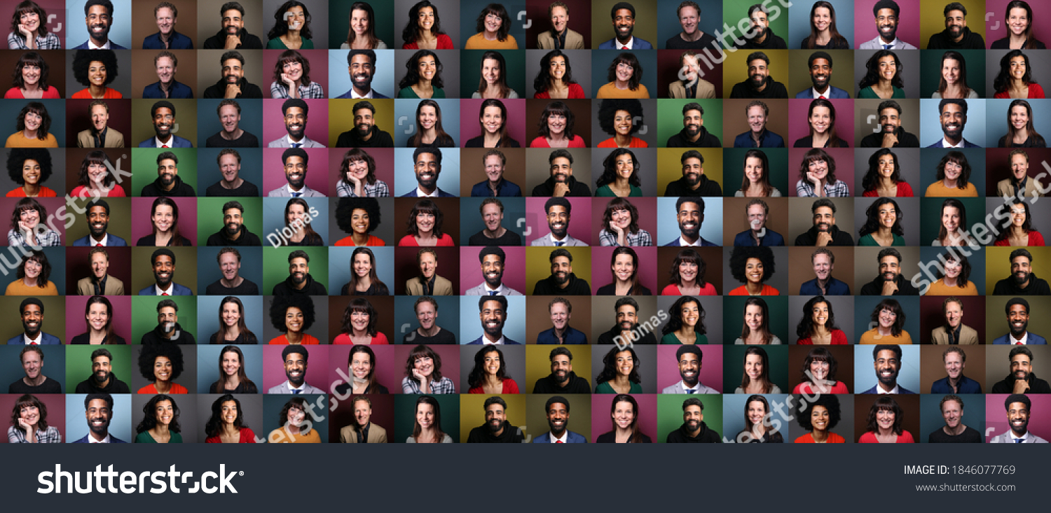 Group of people in front of a colored background #1846077769