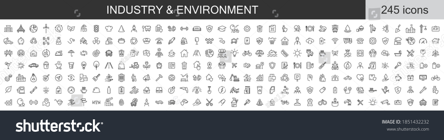 Big set of 245 Industry and Environment icons. Thin line icons collection. Vector illustration #1851432232