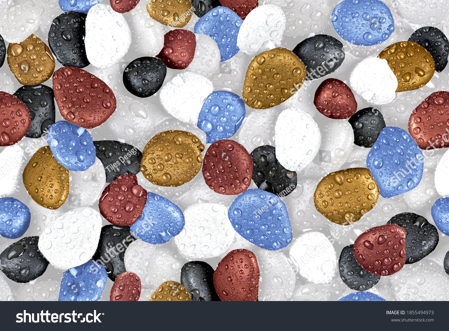 Multi colorful Stone with water Drops, digital wall tiles design #1855494973