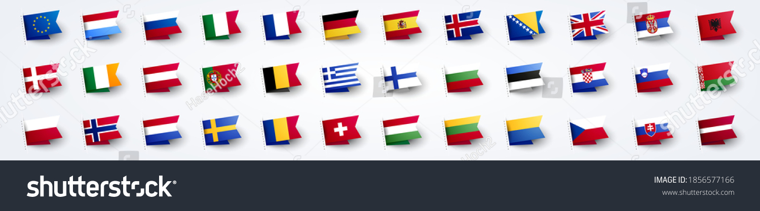 Vector Illustration Giant European Flag Set With Europe Country Flags. #1856577166