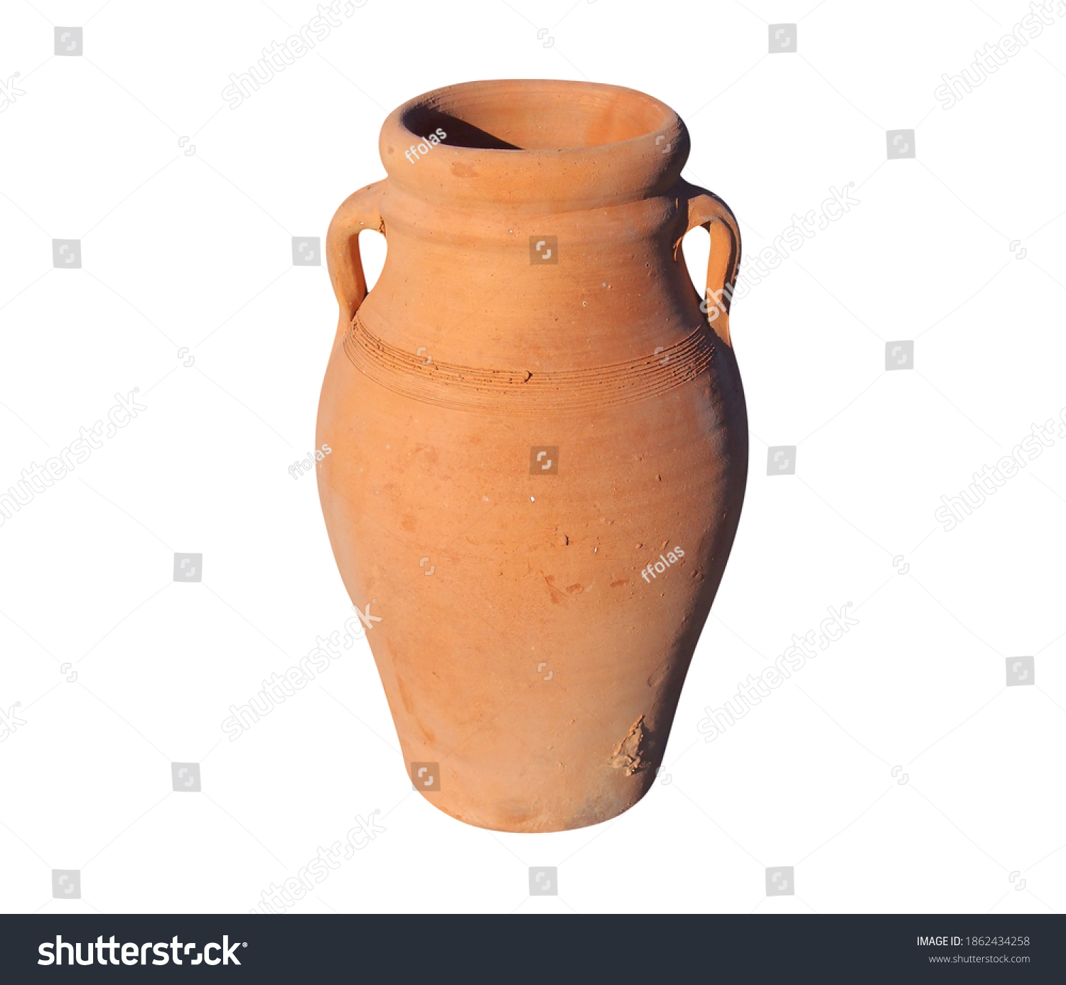 Tunisian clay amphora. Isolated with clipping path. #1862434258
