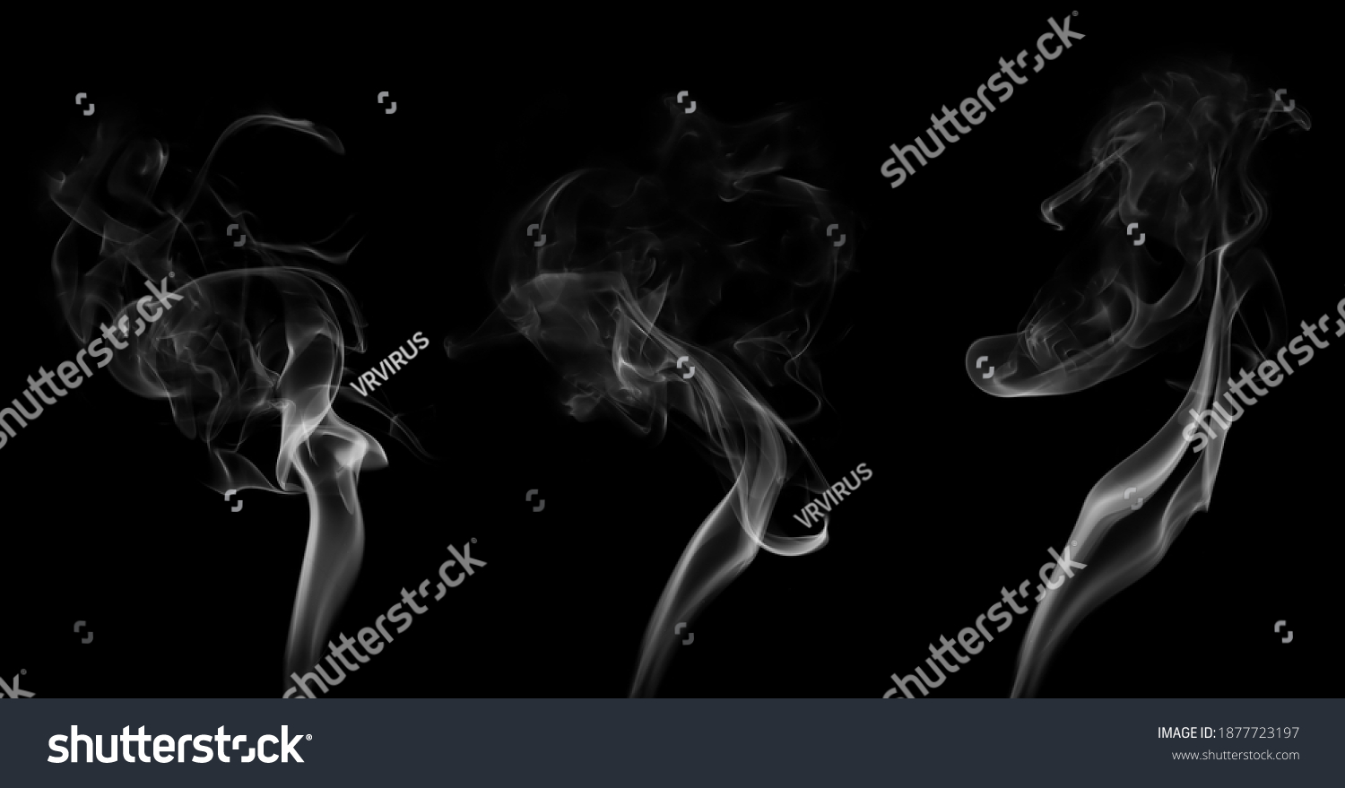Collection swirling movement of white smoke group, abstract line Isolated on black background #1877723197