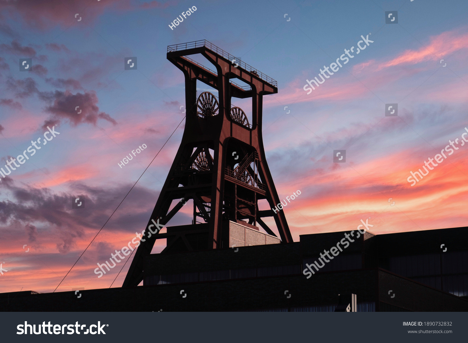 The winding tower of the Zollverein colliery in Essen - Germany #1890732832