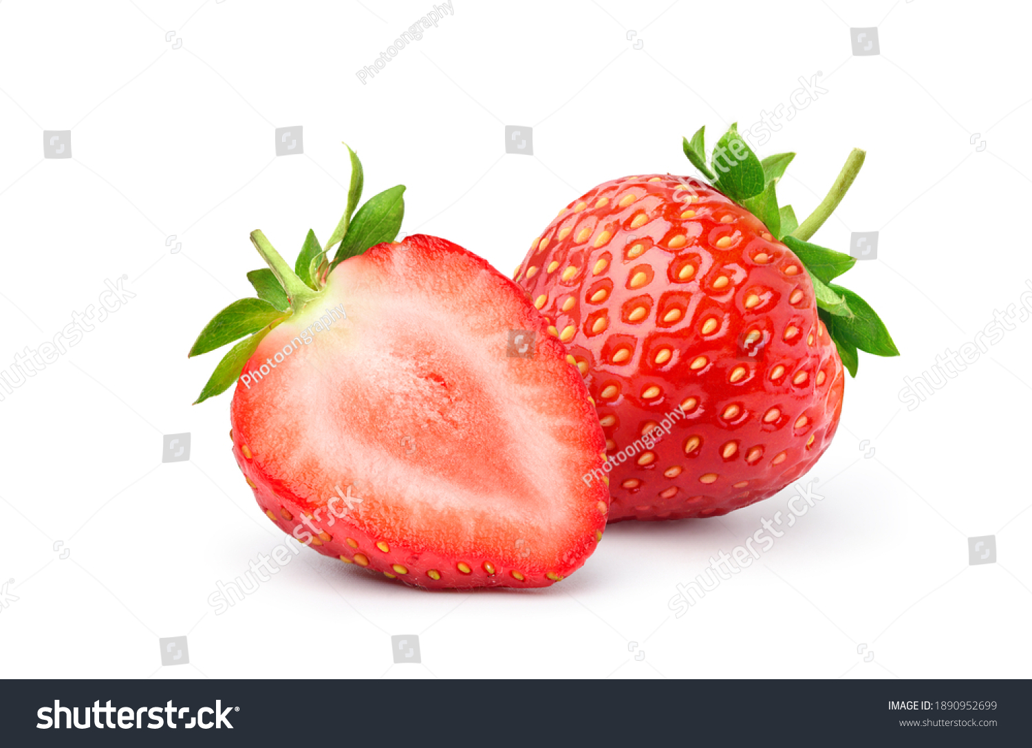 Juicy Strawberry with half sliced isolated on white background. #1890952699