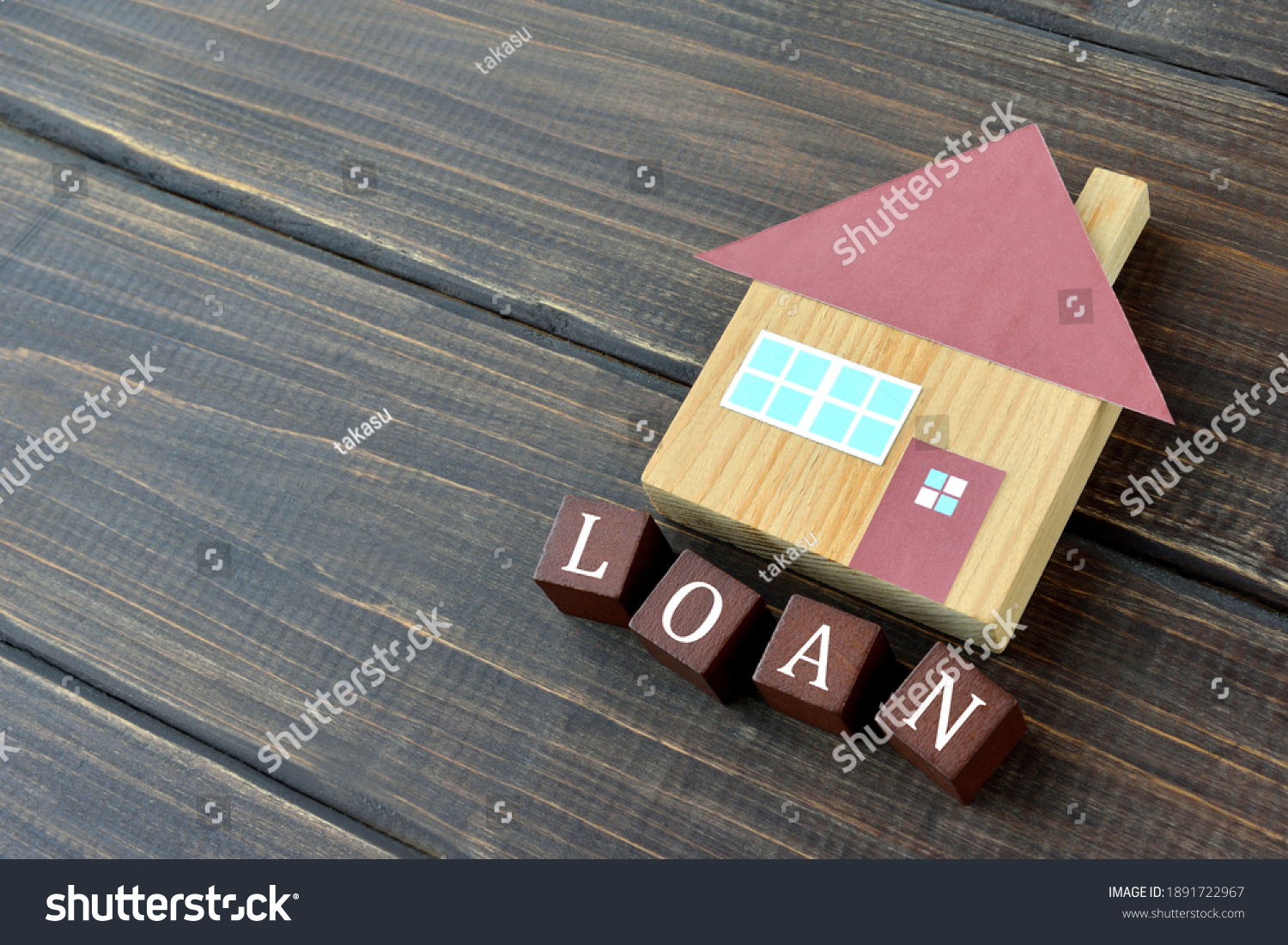 House object and wooden blocks with loan word #1891722967