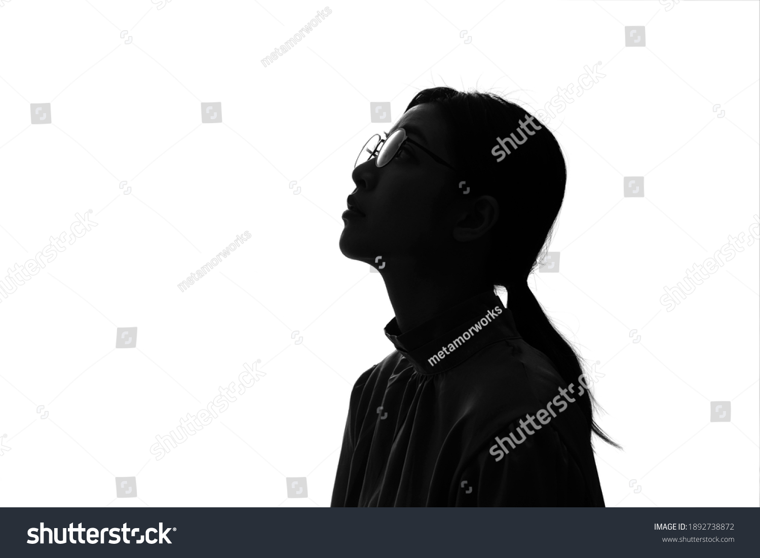 Silhouette of young asian businesswoman. #1892738872