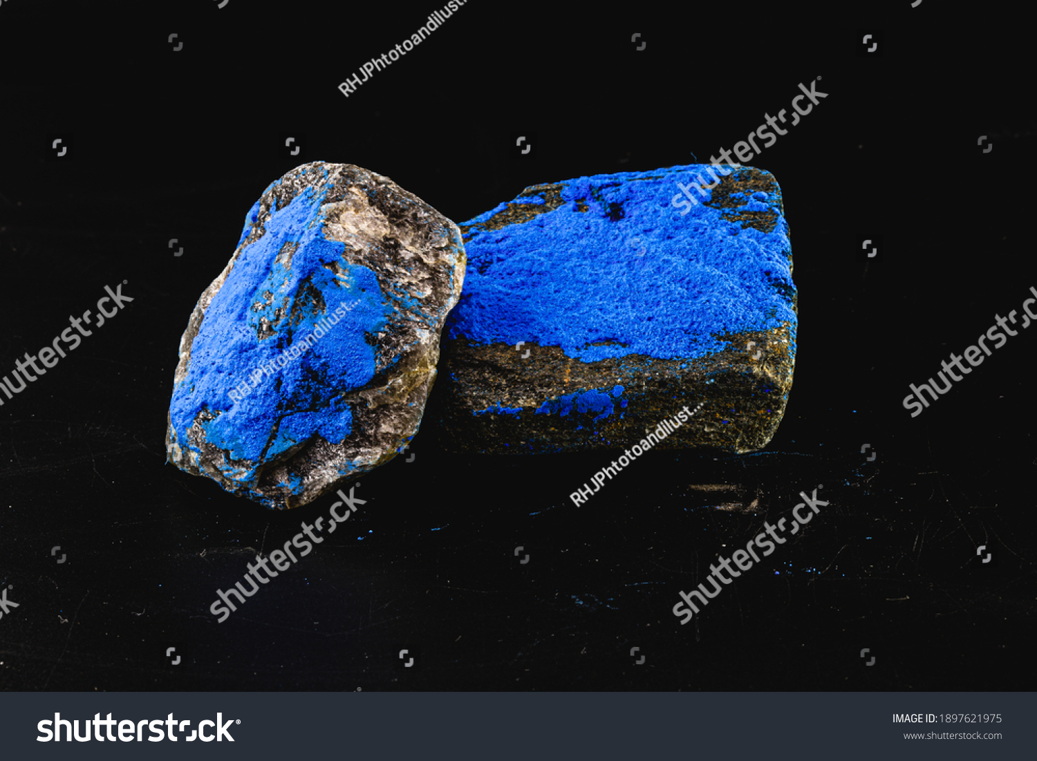 Cobalt is a chemical element present in the enameled mineral, blue pigment for industrial use #1897621975