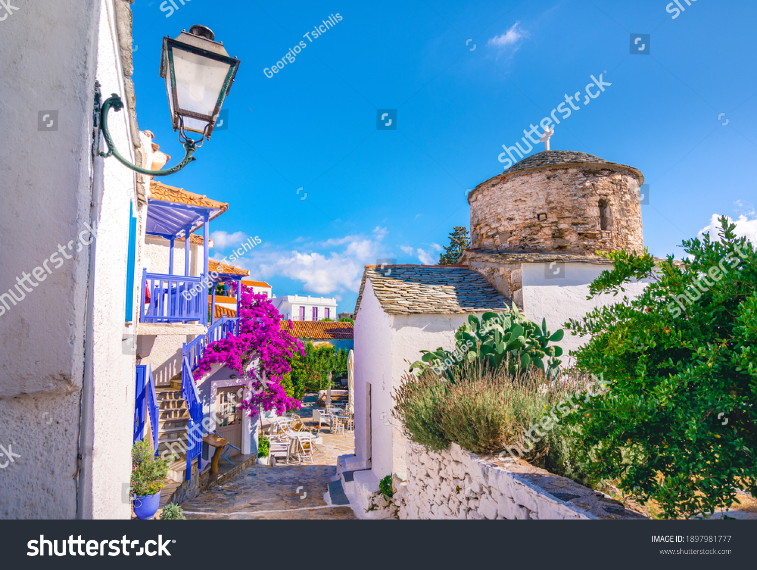 The old village of Chora in Alonnisos island, Greece.  #1897981777