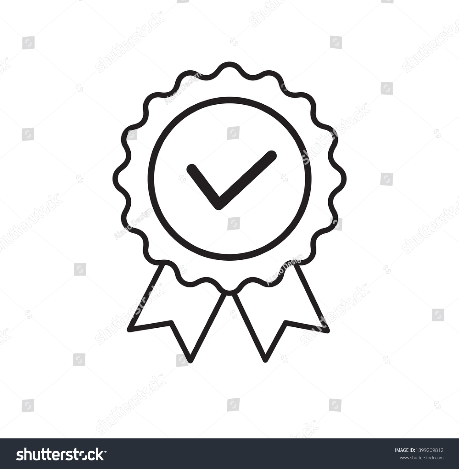 Quality certificate icon isolated on white background. Rosette icon Flat style. Vector illustration #1899269812