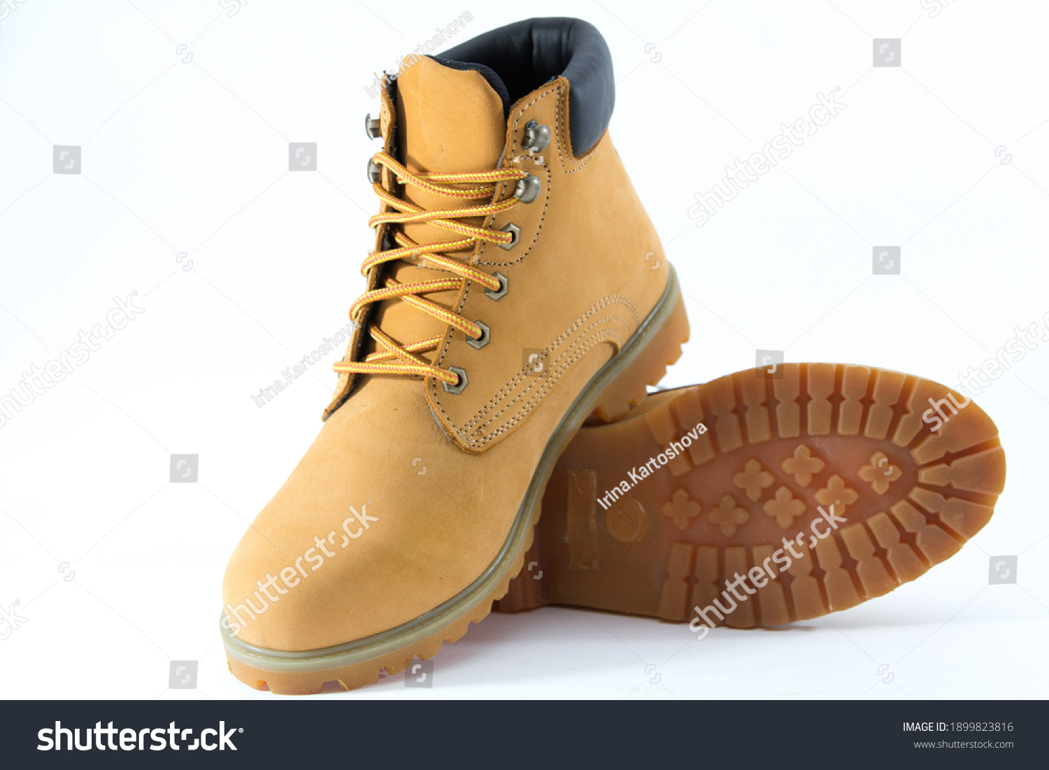 
Light brown leather shoes on a white background #1899823816